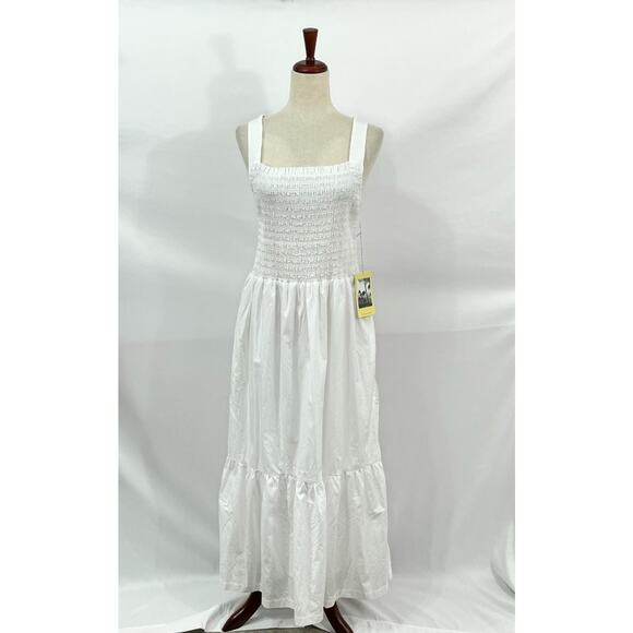 TROVATA Birds of Paradis M Medium Dolores Dress Classic White Smocked Midi NWT - Picture 7 of 10